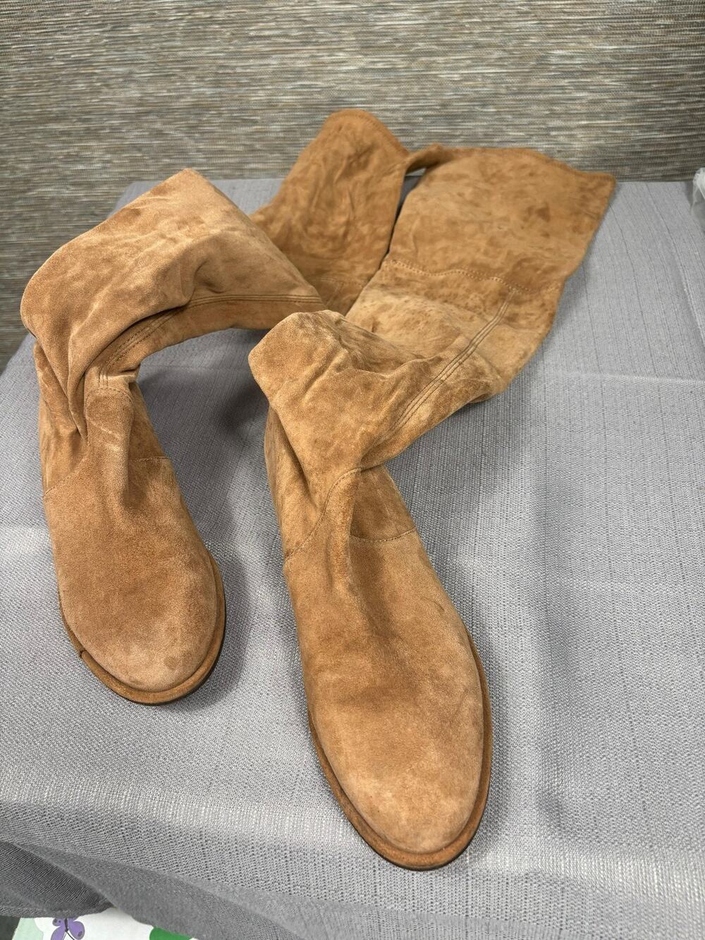 Stuart Weitzman Boots Womens Size 5.5 Brown Suede Over The Knee Zip Riding